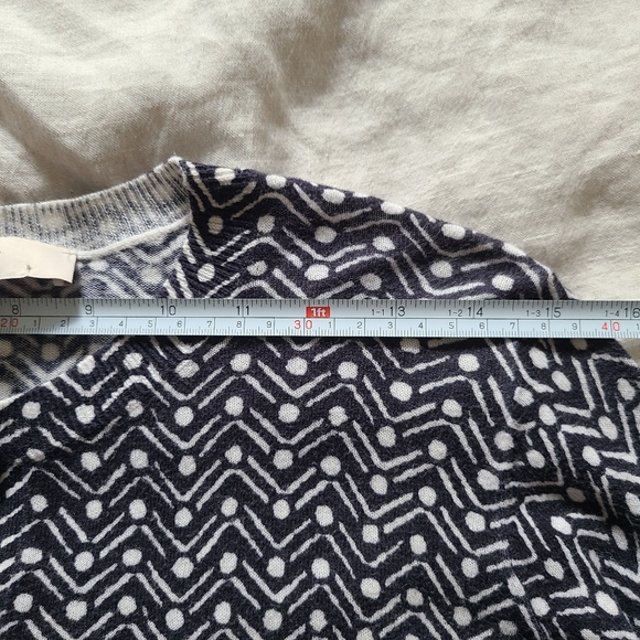 Ann Taylor Loft Women's Zig Zag Polka Dot Black White Button-Up Cardigan - Picture 10 of 13